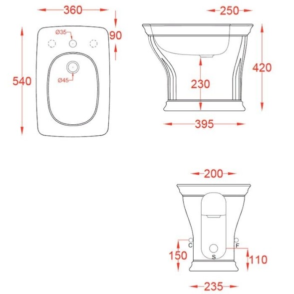 Биде Artceram Civitas напольное с одним отверстием цвет серый  CIB002 34 00