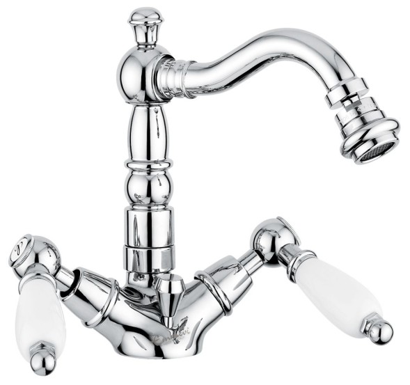Emmevi Deco Ceramic, двухрычажный смеситель для биде с донным клапаном, цвет хром 121614/CR