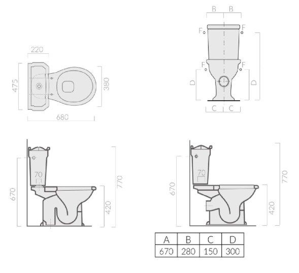 Унитаз моноблок с бачком GALASSIA ETHOS 8426+8406+9010 напольный слив в стену цвет белый глянцевый