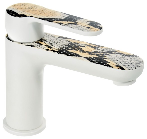 Emmevi Nefer, однорычажный смеситель для раковины с донным клапаном, цвет белый/питон 77003BPI