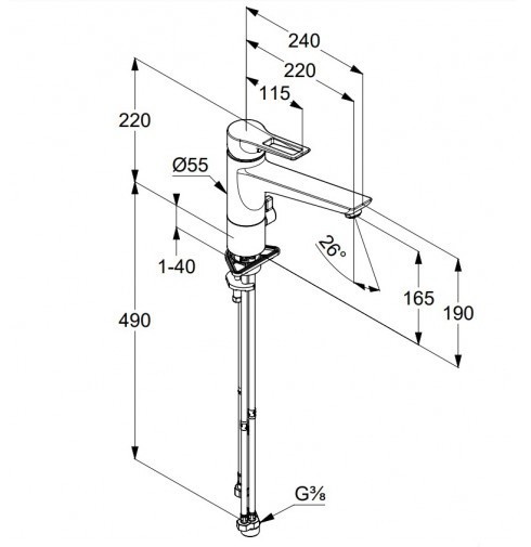 KLUDI MIX однорычажный смеситель для кухни, доп. кран Multi, для безнапорных водонагревателей, полый рычаг, арт. 329070562