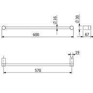 Держатель полотенца KLUDI VELA R 58979N1 широкий 600 мм