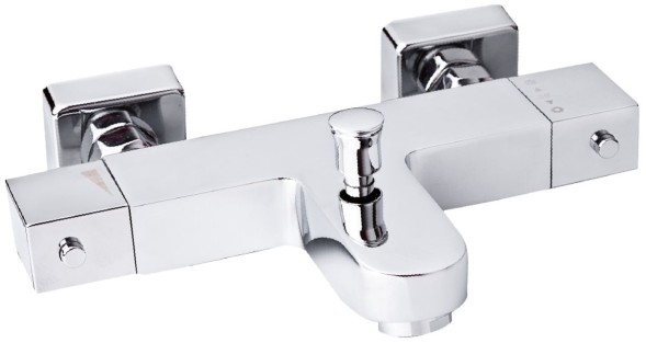 AQG Qu, душевой комплект на 2 потребителя с термостатом, с квадратным верхним душем 25х25 см и кронштейном, цвет черный матовый