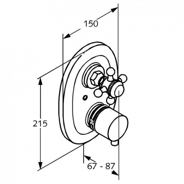 Термостат KLUDI ADLON 5172045G4 для душа встраиваемый на 1 потребителя внешняя часть ручка хрусталь позолоченный 23 кар