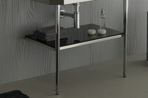 Stil Haus Diva, консоль из нержавеющей стали с черным стеклом, цвет хром