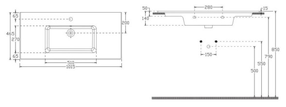 Раковина ISVEA SistemaT накладная ШГВ 1015*465*140 отверстия для смесителя 1 цвет белый 10SL50101