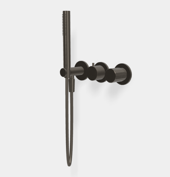 Смеситель для душа, Fima Carlo Frattini, Spillo Tech, V COLLECTION, на 2 потребителя, цвет-брашированный черный хром F3049TWX8VCS