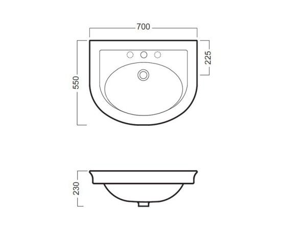Раковина HATRIA DOLCEVITA Y0EX01 подвесная с одним отверстием с переливом цвет белый