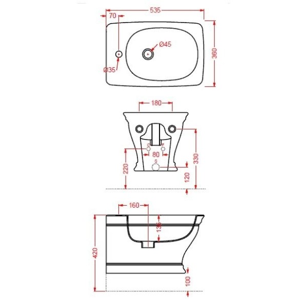 Биде Artceram Civitas подвесной с одним отверстием  цвет белый CIB001 01 00