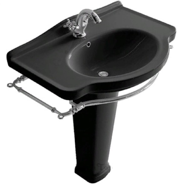 Раковина GALASSIA ETHOS 8433M NE подвесная с одним отверстием с переливом цвет черный глянцевый