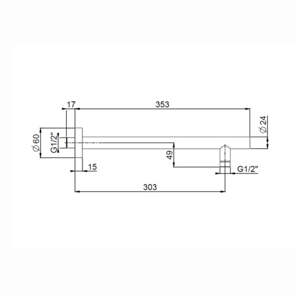 Paini 50PZ745TT35 Кронштейн для верхнего душа круглый, 350 мм, брашированный чёрный