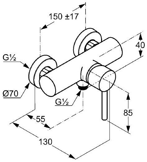 Смеситель KLUDI BOZZ 388310576 для душа настенный с подключением шланга