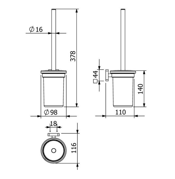 Туалетный ершик KLUDI VELA S 25974N2 подвесной