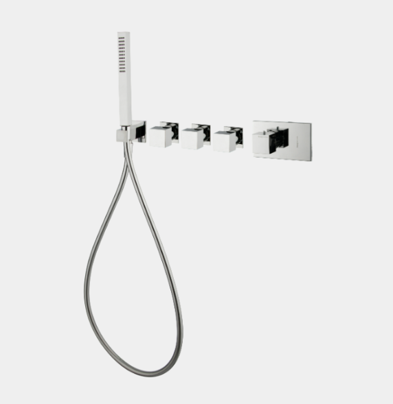 Смеситель для душа, Fima Carlo Frattini, Fimatherm, на 3 потребителя, цвет-никель брашированный F3968X3SN