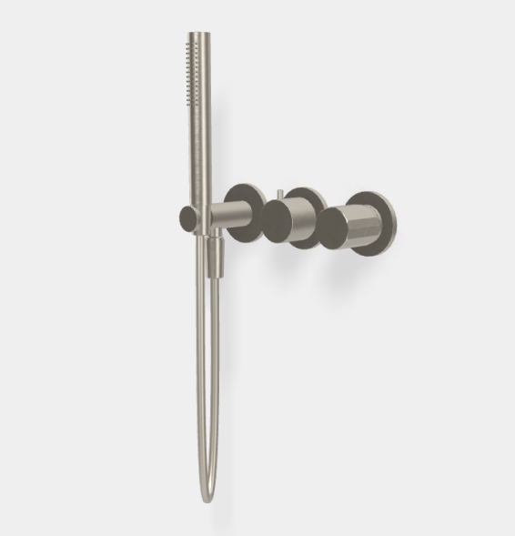 Смеситель для душа, Fima Carlo Frattini, Spillo Tech, V COLLECTION, на 2 потребителя, цвет-никель брашированный F3049TWX8VSN