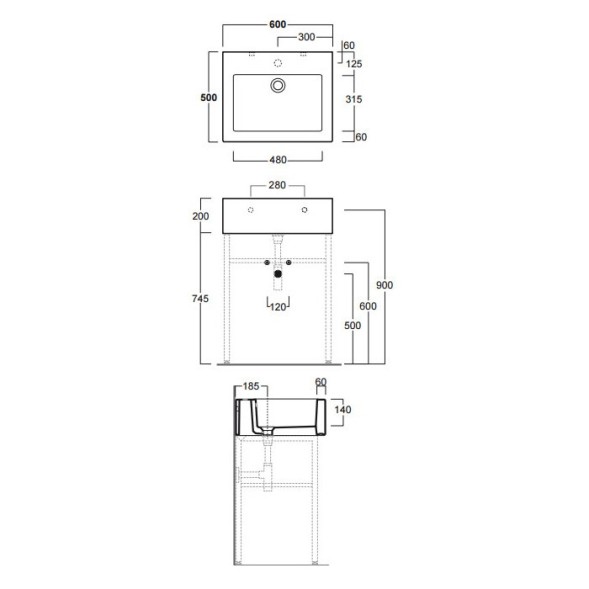Раковина SIMAS FROZEN накладная для установки на консоль с одним намеченным отверстием в центре консоль цвет белый FZ11