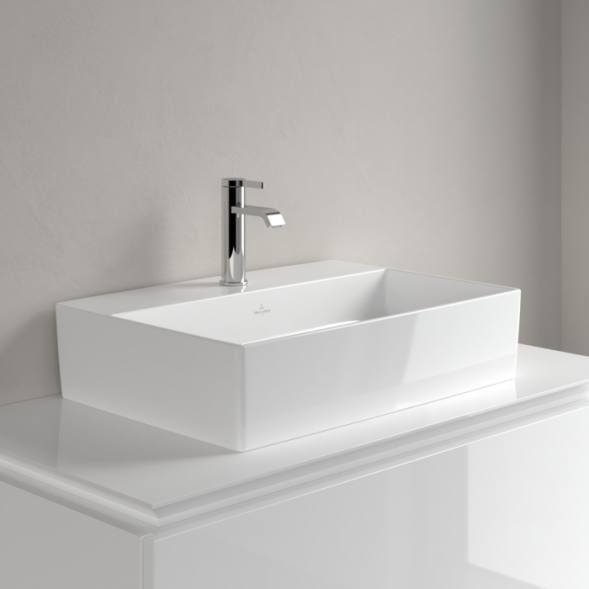Villeroy&amp;Boch Раковина, Memento 2.0, шгв 600*420*90, отверстия для смесителя-1 сквозное, 2 промаркированных, CeramicPlus, цвет-альпийский белый 4A0760R1