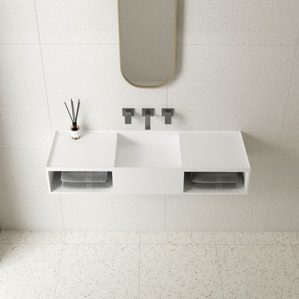 Vincea Раковина Солид Серфейс (Solid Surface)  VWB-6S212MW, 1200*400*200, подвесная, цвет белый матовый