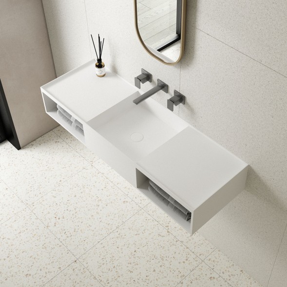 Vincea Раковина Солид Серфейс (Solid Surface)  VWB-6S212MW, 1200*400*200, подвесная, цвет белый матовый