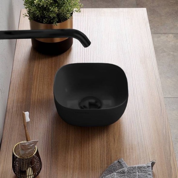 Раковина Scarabeo GLAM накладная без перелива без отверстий цвет черный матовый 1809 49