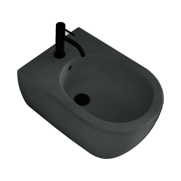 Биде Scarabeo GLAM подвесное с одним отверстием цвет лава матовая с антибактериальным и грязеотталкивающим покрытием BIOKER 5202 37 BK