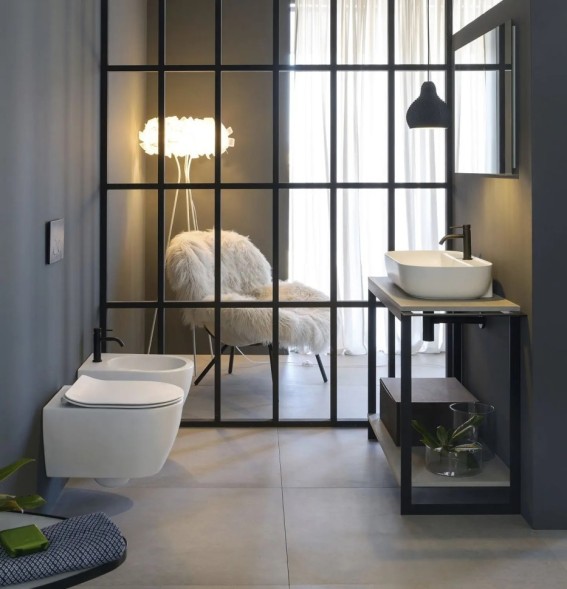 Биде Scarabeo GLAM подвесное с одним отверстием цвет лава матовая с антибактериальным и грязеотталкивающим покрытием BIOKER 5202 37 BK