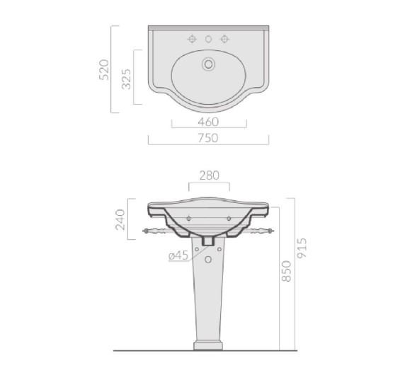 Раковина GALASSIA ETHOS 8433M подвесная с одним отверстием с переливом цвет белый глянцевый