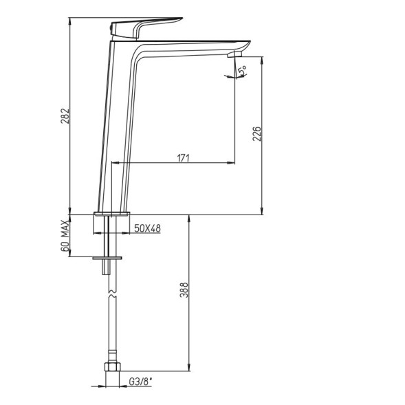 Paini 09CR205LL Смеситель для раковины Нове с длинным изливом, высокий, хром