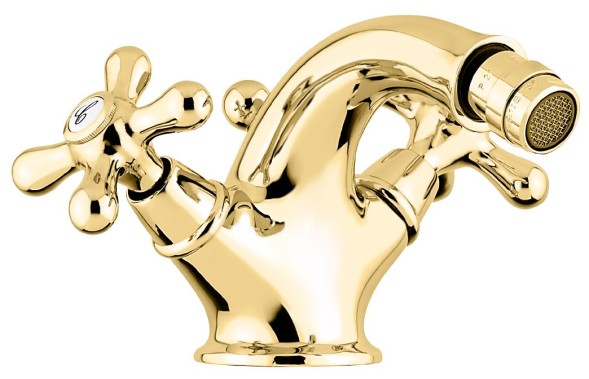 Emmevi Deco Classic, двухвентильный смеситель для биде с донным клапаном, цвет золото 12014/OR