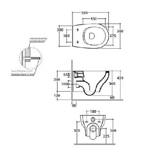Унитаз GLOBO GRACE подвесной безободковый цвет белый GRS03BI