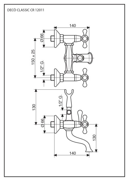 Emmevi Deco Classic, смеситель с ручным душем для ванной, цвет белый-хром 12011/BC