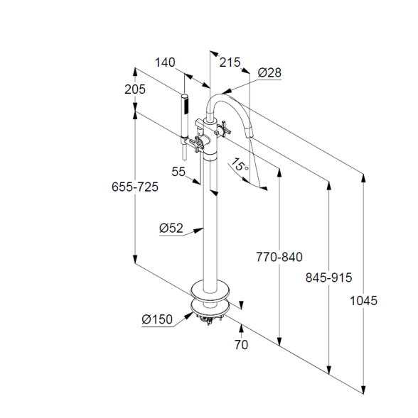KLUDI NOVA FONTE Classic, смеситель для ванны и душа, арт. 205900520