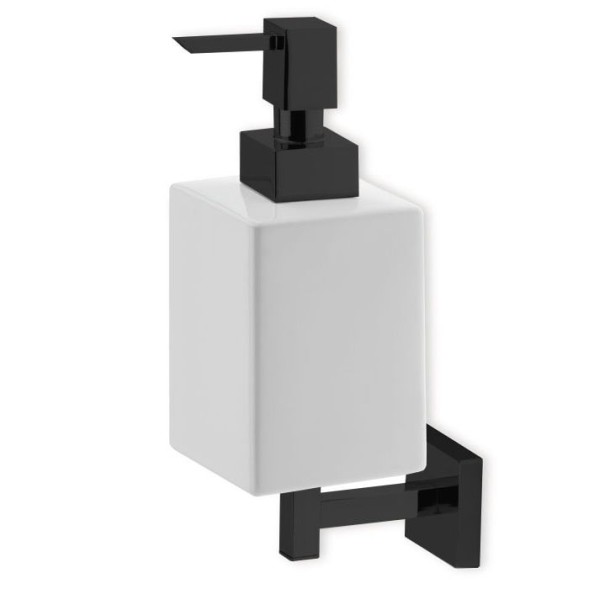 Stil Haus Urania, настенный керамический дозатор, цвет чёрный матовый - белая керамика