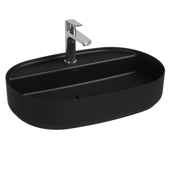Раковина накладная ISVEA Infinity 60 овальная 60см цвет черный матовый 10NF65060-2N