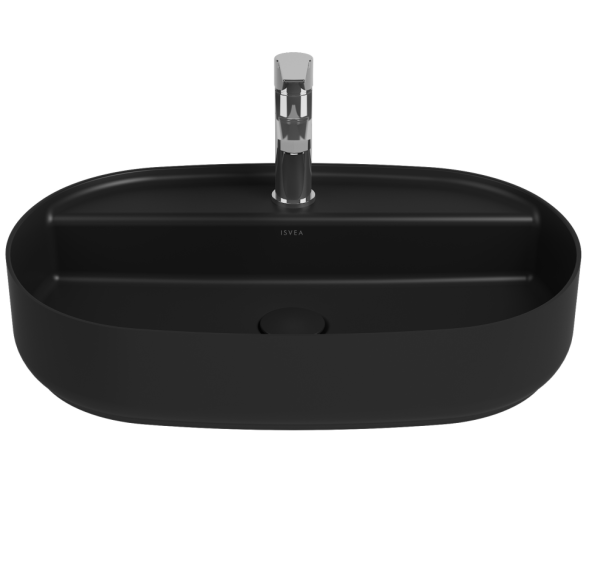 Раковина накладная ISVEA Infinity 60 овальная 60см цвет черный матовый 10NF65060-2N
