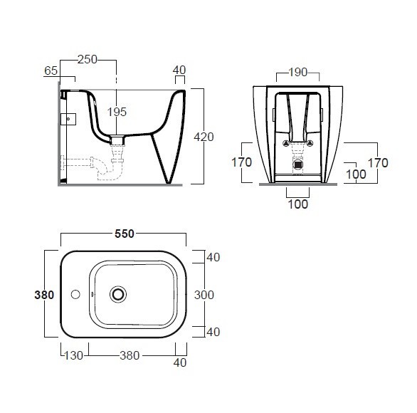 Биде SIMAS HENGES Напольное приставное с одним отверстием цвет белый HE04/F91