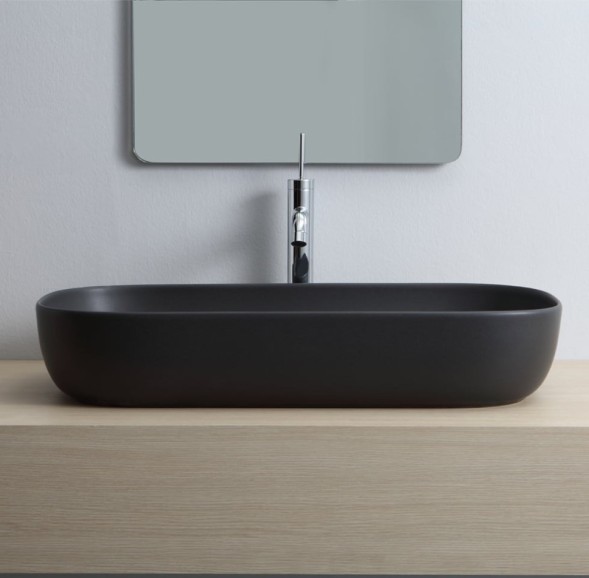 Раковина Scarabeo GLAM накладная без перелива без отверстий цвет черный матовый с антибактериальным и грязеотталкивающим покрытием BIOKER 1803 49 BK