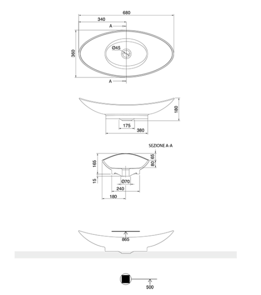 Раковина Scarabeo ZEFIRO накладная без перелива без отверстий цвет белый 8206
