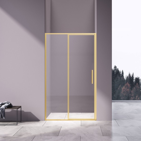 Vincea Душевая дверь Слим 8мм (Slim 8mm) VDP-4SL120CLG, брашированное золото, стекло прозрачное