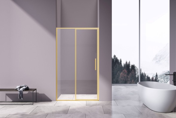 Vincea Душевая дверь Слим 8мм (Slim 8mm) VDP-4SL120CLG, брашированное золото, стекло прозрачное