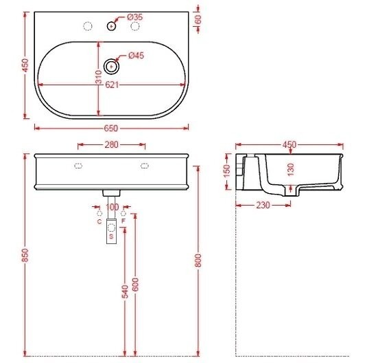 Раковина Artceram Atelier подвесная с одним отверстием цвет белый ATL0030100