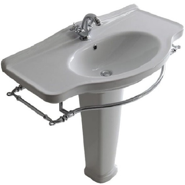 Раковина GALASSIA ETHOS 8434 подвесная с тремя отверстиями с переливом цвет белый глянцевый