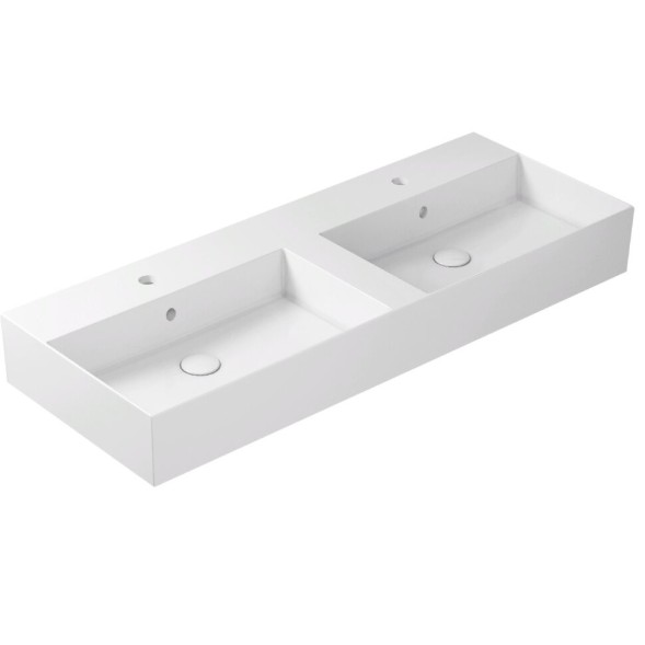 Раковина GALASSIA MEG11 PRO 8939 двойная подвесная с одним отверстием с переливом цвет белый глянцевый