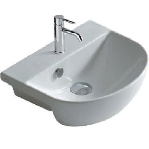 Раковина GALASSIA M2 5201 полувстраиваемая с одним отверстием с переливом цвет белый глянцевый