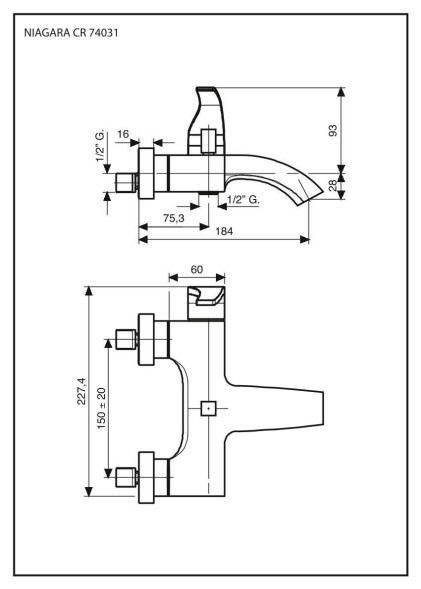 Emmevi Niagara, однорычажный смеситель для ванны без набора для душа, цвет хром 74031/CR