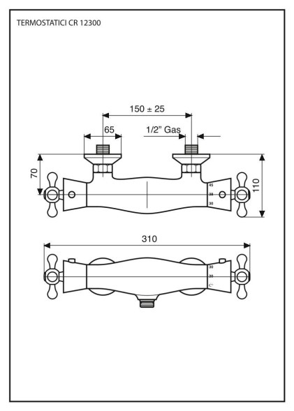 Emmevi Deco Classic, смеситель-термостат для душа, цвет белый-золото 12300/BO