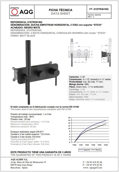 AQG Stick, душевой комплект ER245 на 2-3 потребителя, с настенным кронштейном, цвет хром