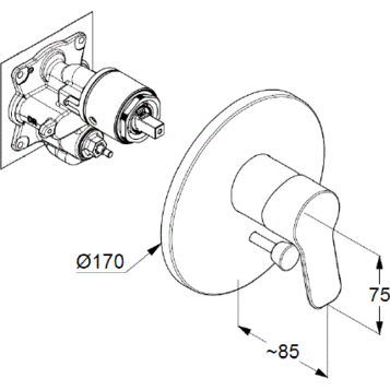 Смеситель KLUDI PURE&amp;EASY 376500565 для ванны и душа встраиваемый внешняя часть с переключателем воды