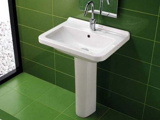 Раковина HATRIA ERIKA PRO Q YXGK01 подвесная или на тумбу с одним отверстием с переливом цвет белый