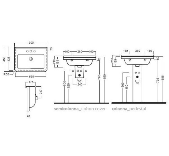 Раковина HATRIA ERIKA PRO Q YXGK01 подвесная или на тумбу с одним отверстием с переливом цвет белый